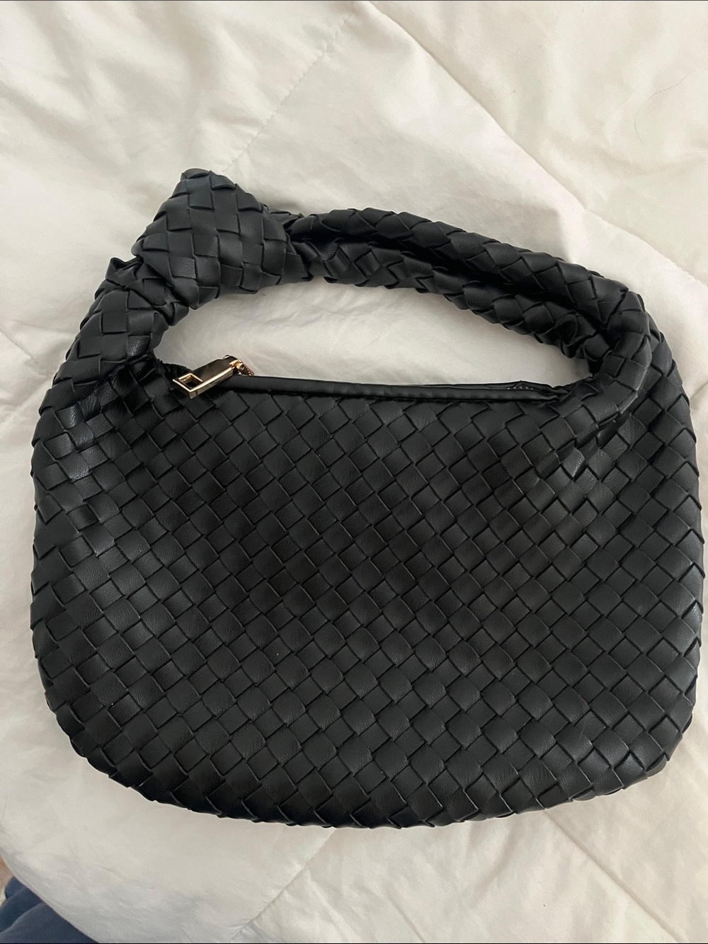 Anthropologie Woven Knot-Handle Shoulder Bag - Black